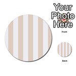 Vertical Stripes - White and Almond Brown Multi-purpose Cards (Round)