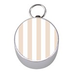 Vertical Stripes - White and Almond Brown Silver Compass (Mini)