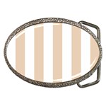 Vertical Stripes - White and Pastel Brown Belt Buckle