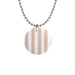 Vertical Stripes - White and Pastel Brown 1  Button Necklace