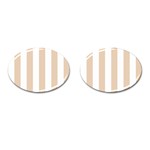 Vertical Stripes - White and Pastel Brown Cufflinks (Oval)