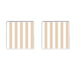 Vertical Stripes - White and Pastel Brown Cufflinks (Square)