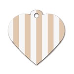 Vertical Stripes - White and Pastel Brown Dog Tag Heart (One Side)