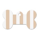 Vertical Stripes - White and Pastel Brown Dog Tag Bone (One Side)