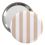 Vertical Stripes - White and Pastel Brown 3  Handbag Mirror
