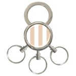 Vertical Stripes - White and Pastel Brown 3-Ring Key Chain