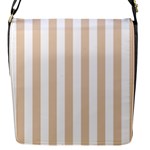 Vertical Stripes - White and Pastel Brown Flap Closure Messenger Bag (S)