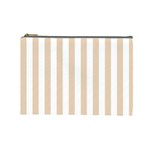 Vertical Stripes - White and Pastel Brown Cosmetic Bag (L)