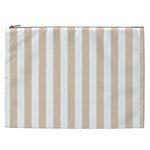 Vertical Stripes - White and Pastel Brown Cosmetic Bag (XXL)