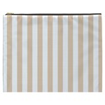 Vertical Stripes - White and Pastel Brown Cosmetic Bag (XXXL)