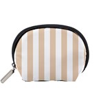 Vertical Stripes - White and Pastel Brown Accessory Pouch (Small)