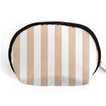 Vertical Stripes - White and Pastel Brown Accessory Pouch (Medium)
