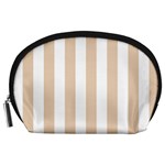 Vertical Stripes - White and Pastel Brown Accessory Pouch (Large)