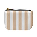 Vertical Stripes - White and Pastel Brown Mini Coin Purse