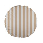 Vertical Stripes - White and Pastel Brown Standard 15  Premium Round Cushion