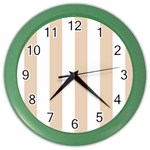 Vertical Stripes - White and Pastel Brown Color Wall Clock