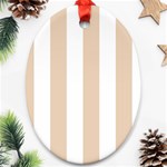 Vertical Stripes - White and Pastel Brown Ornament (Oval)
