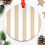 Vertical Stripes - White and Pastel Brown Round Ornament (Two Sides)
