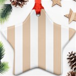 Vertical Stripes - White and Pastel Brown Star Ornament (Two Sides)