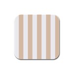 Vertical Stripes - White and Pastel Brown Rubber Square Coaster (4 pack)