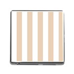 Vertical Stripes - White and Pastel Brown Memory Card Reader (Square)