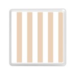 Vertical Stripes - White and Pastel Brown Memory Card Reader with Storage (Square)