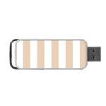 Vertical Stripes - White and Pastel Brown Portable USB Flash (One Side)