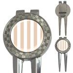 Vertical Stripes - White and Pastel Brown 3-in-1 Golf Divot