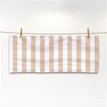 Vertical Stripes - White and Pastel Brown Hand Towel