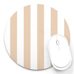 Vertical Stripes - White and Pastel Brown Round Mousepad