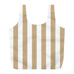 Vertical Stripes - White and Tan Brown Full Print Recycle Bag (L)