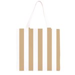 Vertical Stripes - White and Tan Brown Grocery Light Tote Bag