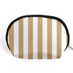 Vertical Stripes - White and Tan Brown Accessory Pouch (Medium)