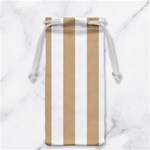 Vertical Stripes - White and Tan Brown Jewelry Bag