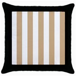 Vertical Stripes - White and Tan Brown Throw Pillow Case (Black)