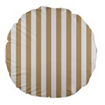 Vertical Stripes - White and Tan Brown Large 18  Premium Round Cushion