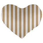 Vertical Stripes - White and Tan Brown Large 19  Premium Heart Shape Cushion