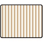 Vertical Stripes - White and Tan Brown Fleece Blanket (Medium) (One Side)