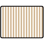 Vertical Stripes - White and Tan Brown Double Sided Fleece Blanket (Large) (Two Sides)