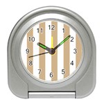 Vertical Stripes - White and Tan Brown Desk Alarm Clock