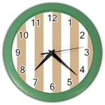 Vertical Stripes - White and Tan Brown Color Wall Clock