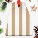 Vertical Stripes - White and Tan Brown Bell Ornament (Two Sides)