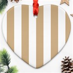 Vertical Stripes - White and Tan Brown Ornament (Heart)