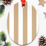 Vertical Stripes - White and Tan Brown Ornament (Oval)
