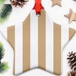 Vertical Stripes - White and Tan Brown Star Ornament (Two Sides)