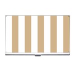 Vertical Stripes - White and Tan Brown Business Card Holder