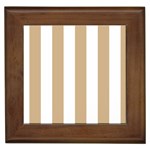 Vertical Stripes - White and Tan Brown Framed Tile