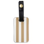 Vertical Stripes - White and Tan Brown Luggage Tag (One Side)