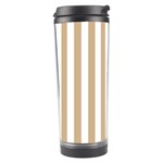 Vertical Stripes - White and Tan Brown Travel Tumbler