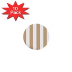 Vertical Stripes - White and Tan Brown 1  Mini Button (10 pack)